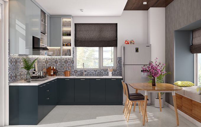 Spacious L-Shaped Kitchen With A Cosy Dining Area